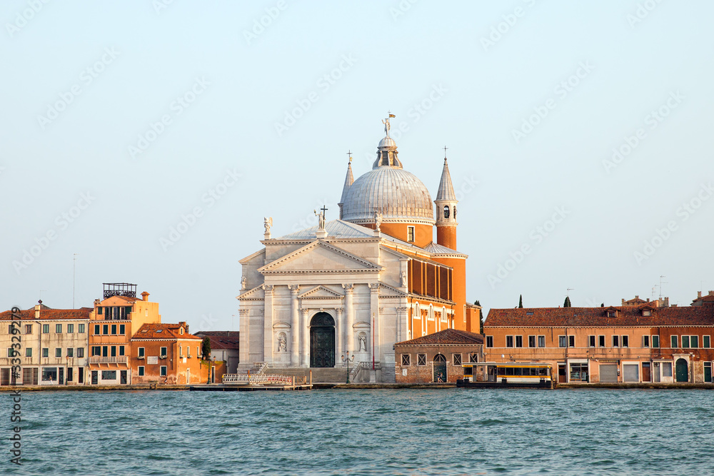 The view of Santissimo Redentore church  on Giudecca island in Venice, Italy