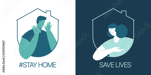 Stay at home, save lives. Social Media campaign aimed at preventing the spread of the COVID-19 coronavirus epidemic.