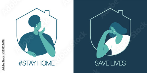Stay at home, save lives. Social Media campaign aimed at preventing the spread of the COVID-19 coronavirus epidemic.
