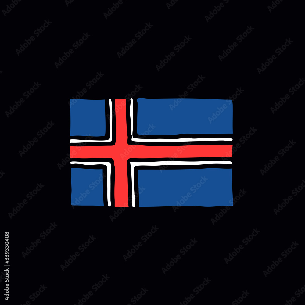 Obraz premium Flag of Iceland doodle icon