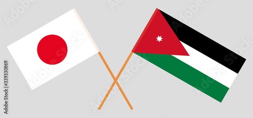 Crossed flags of Jordan and Japan