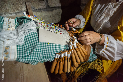 Bobbins of thread used for the handcrafting of bobbin laces in Galicia