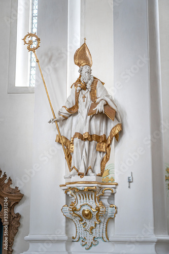 Rococo style statue of Saint Augustin in Wieskirche pilgraimage church of wies photo