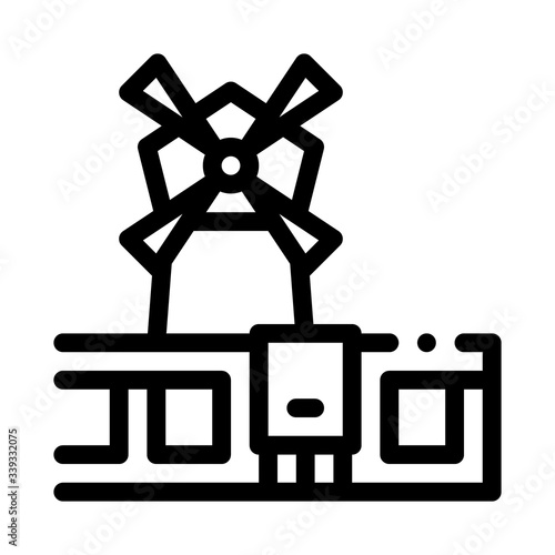 windy french mills icon vector. windy french mills sign. isolated contour symbol illustration