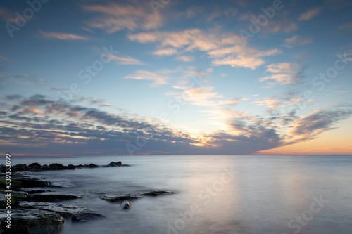 Cloudy sunset over the Baltic Sea at island of Gotland  Sweden