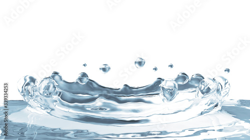 Close-up View of Water Crown Splash on isolated on white background