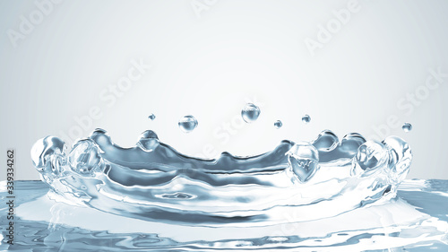 Close-up View of Water Crown Splash on gradient background