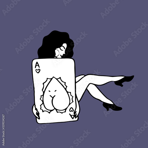 girl illustration traditional tattoo flash