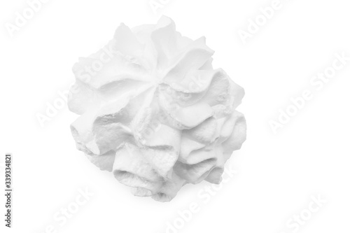 whipped cream isolated on white background. top view