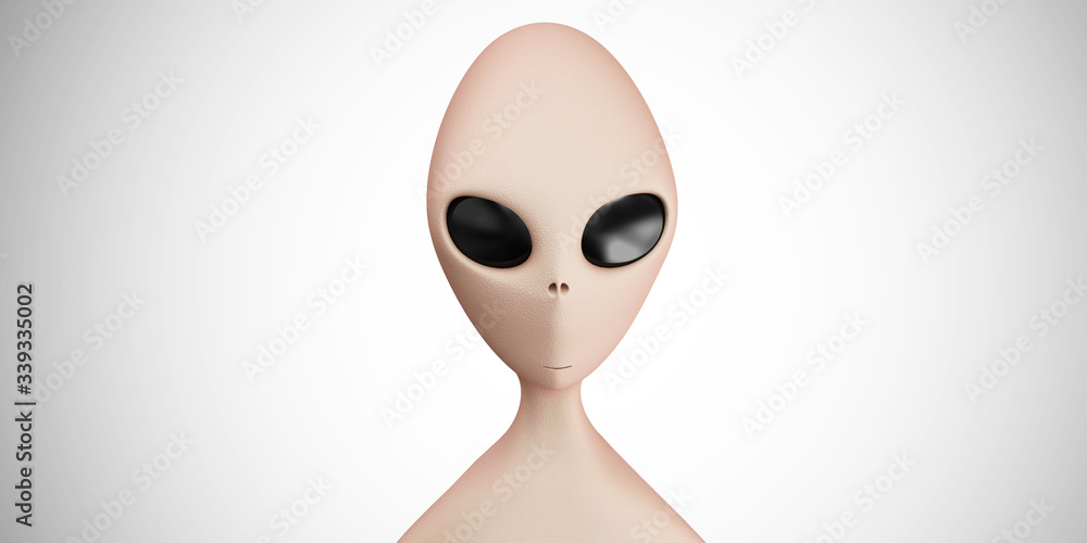 Close-up View of Alien on gradient background Close-up View of Alien on gradient background