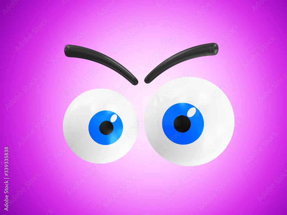 Cartoon Eyes Express Emotion on gradient purple background