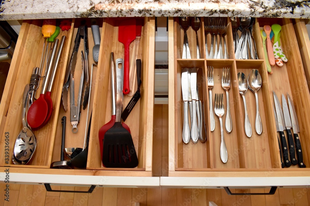 Simple drawer organization and storage in modern kitchen for easy lifestyle at home Simple drawer organization and storage in modern kitchen for easy lifestyle at home