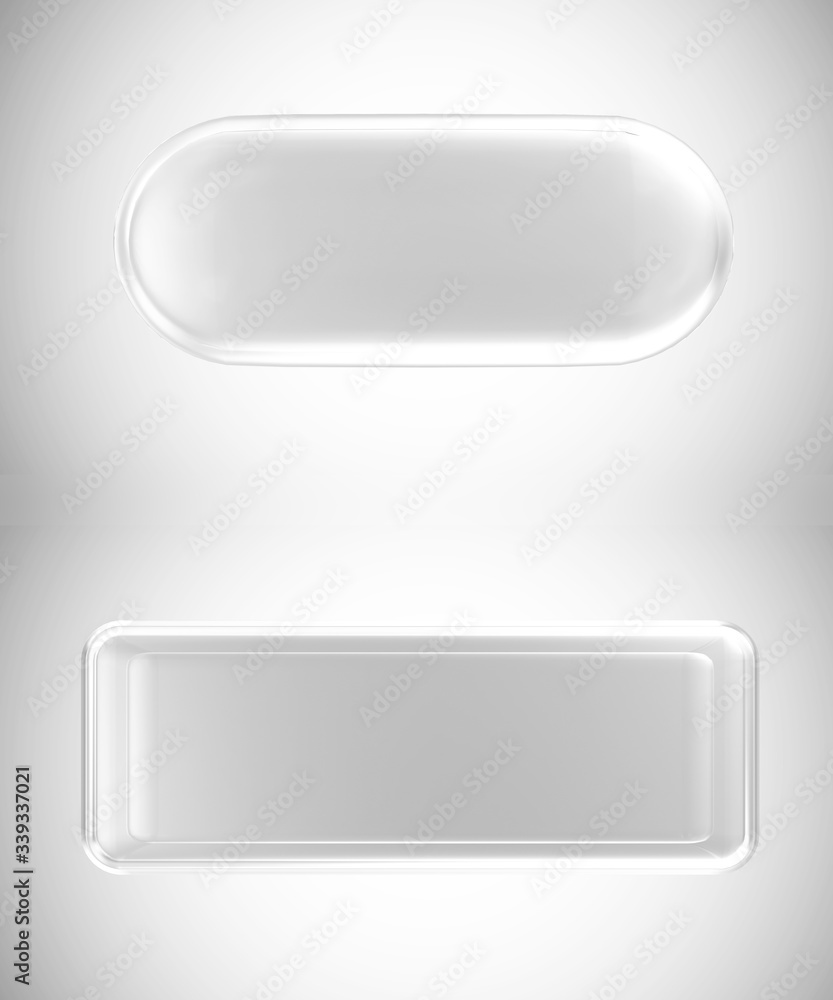 Transparent Glass Buttons in Different Shapes on gradient background Transparent Glass Buttons in Different Shapes on gradient background