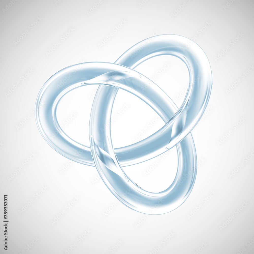 Abstract Blue Glass Transparent Figure on gradient background Abstract Blue Glass Transparent Figure on gradient background