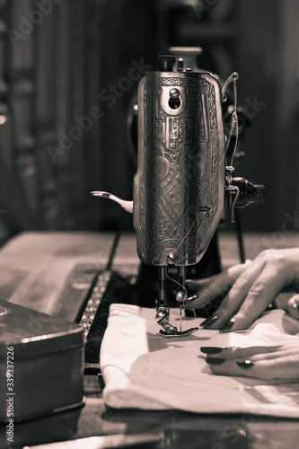 close up of sewing machine