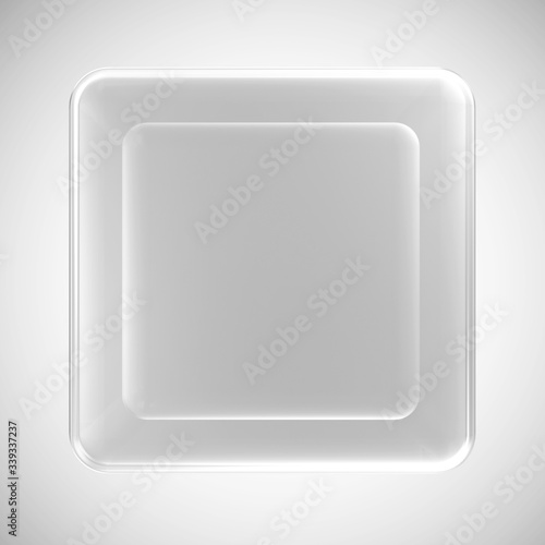 Empty Blank Glass Cube Button on gradient background
