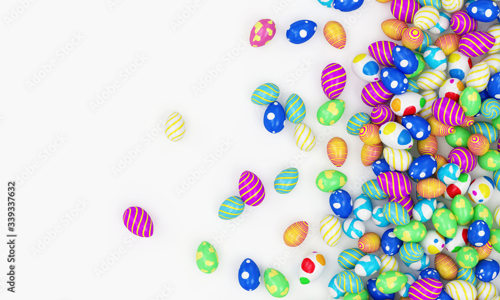 Heap of Painted Easter Eggs on white background. 3D Rendering Heap of Painted Easter Eggs on white background. 3D Rendering