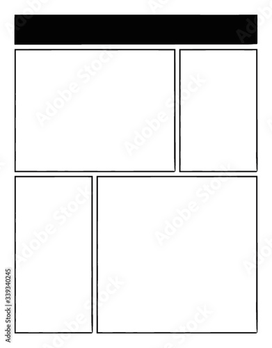 vector illustration of a set of blank and white comic panel graphic art frames