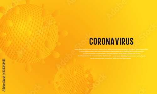 Novel Coronavirus (2019-nCoV). Background with realistic 3d yellow viral cells. Vector illustration.