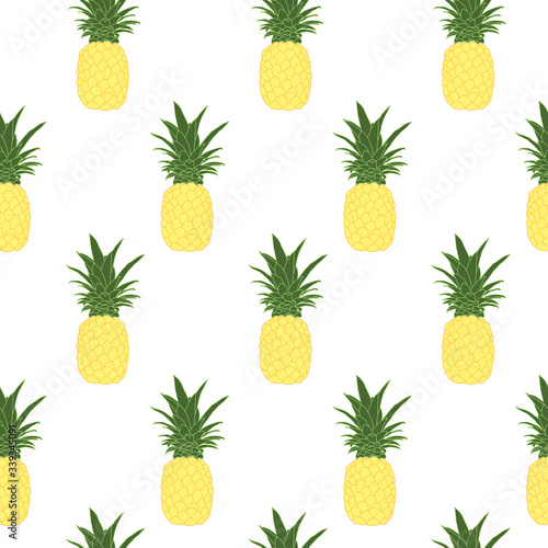 Hand-drawn pineapple isolated seamless pattern. 
