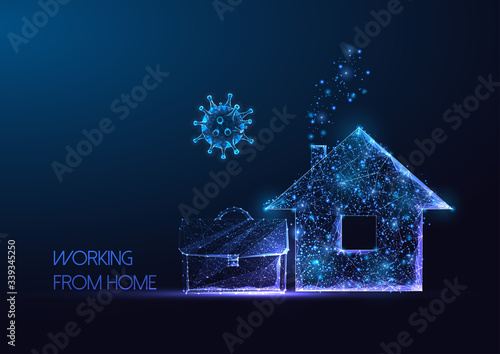 Futuristic working from home during coronavirus pandemic quarantine concept