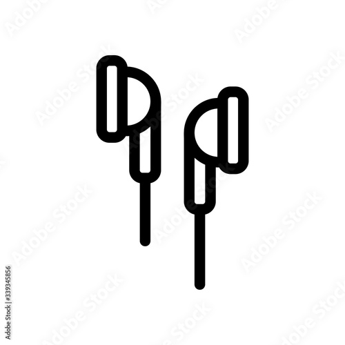 black earphones icon. concept of meloman items, earbud, ear plugs, multimedia, hipster lifestyle, tune. isolated on white background. flat style trend modern logo design vector illustration
