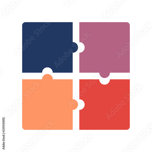 Four piece flat puzzle round infographic presentation. 4 step circle business diagram. Four section compare service banner. Vector illustration template shape . 3d Abstract Background