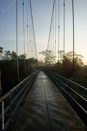 bridge over the river at sunrise.