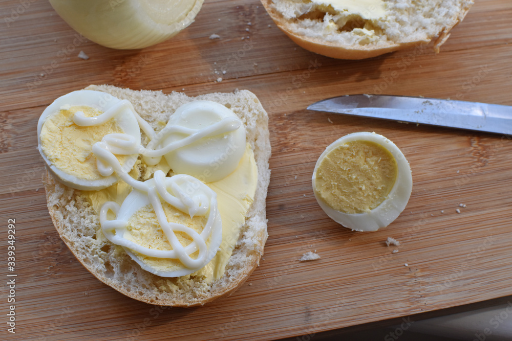 Sandwich with egg and mayonnaise Sandwich with egg and mayonnaise