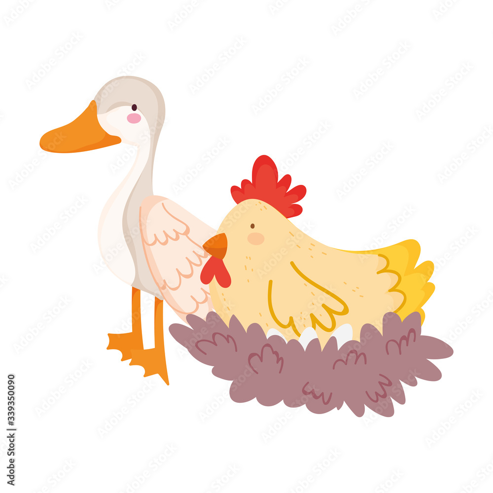 farm animals cartoon goose and hen in nest cartoon farm animals cartoon goose and hen in nest cartoon