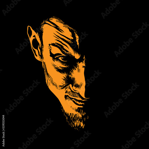 Evil Man Portrait silhouette in contrast backlight