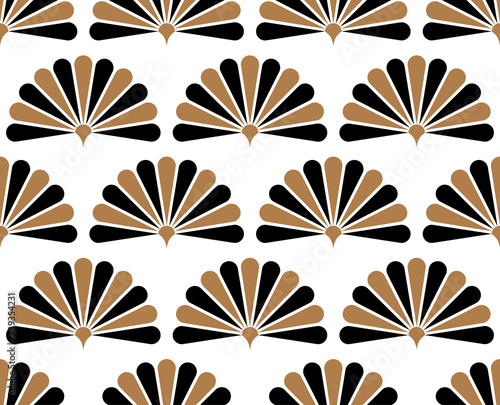 Japanese handheld fan floral vector seamless pattern.