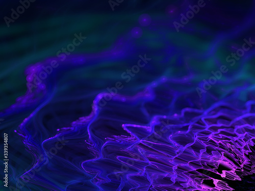 Abstract Illustration - Strings of Chaotic Plasma Energy, Colorful Fractal Multicolor Lightning, Energy Discharge, Scientific Plasma Study. Digital Flames, Artistic Design