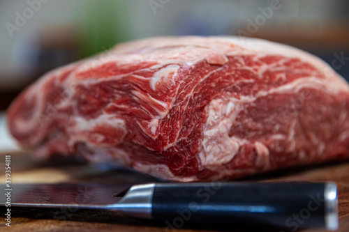 Uncooked Prime Rib cut of beef