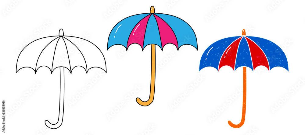 Obraz premium umbrella vector design. black and white. digital hand drawn. grain texture