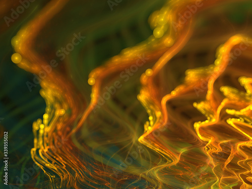 Abstract Illustration - Strings of Chaotic Plasma Energy, Colorful Fractal Multicolor Lightning, Energy Discharge, Scientific Plasma Study. Digital Flames, Artistic Design