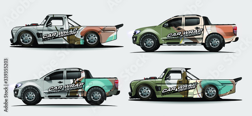 set of vehicle graphic kit vector. Modern abstract background for car wrap branding and automobile sticker decals livery 