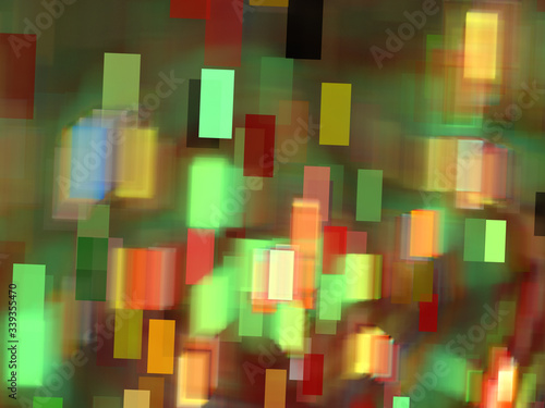 Abstract Digital Illustration - Cloud of Colorful Pixels, Soft Random Square Patterns, Artistic modern subtle design. Clusters of square pixels arranged randomly in space, computer digital artwork.