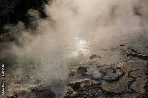 Steam and Boiling Water, Spasmodic Geyser, Upper Geyser Basin, Yellowstone National Park, Wyoming,USA