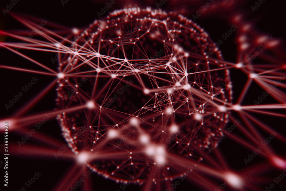 Obraz premium Abstract sphere geometry orb and polygonal lines and dots. Futuristic Technology (super high resolution)