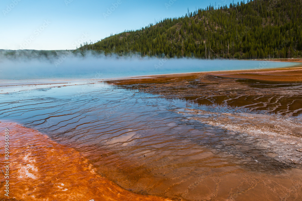 Steam Rising Above Grand Prismatic Springs, Midway Geyser Basin,Yellowstone National Park, Wyoming, USA Steam Rising Above Grand Prismatic Springs, Midway Geyser Basin,Yellowstone National Park, Wyoming, USA