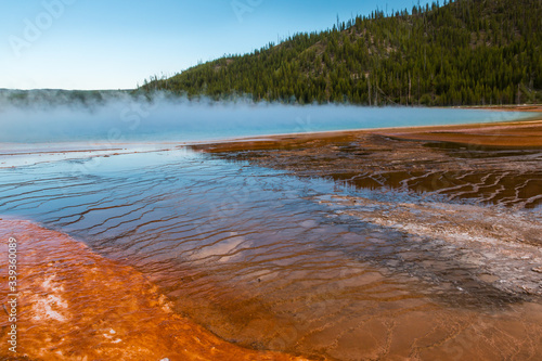 Steam Rising Above Grand Prismatic Springs, Midway Geyser Basin,Yellowstone National Park, Wyoming, USA