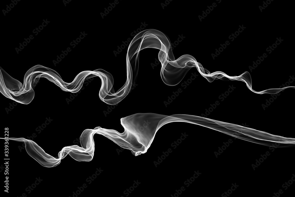 Abstract swirl white flame or Beautiful wavy smoke isolated over black background overlay. Fresh eco vawy set collection Abstract swirl white flame or Beautiful wavy smoke isolated over black background overlay. Fresh eco vawy set collection