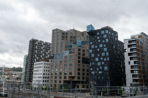 Canvas Print Modern architecture of Oslo: Barcode Project of The Opera Quarter