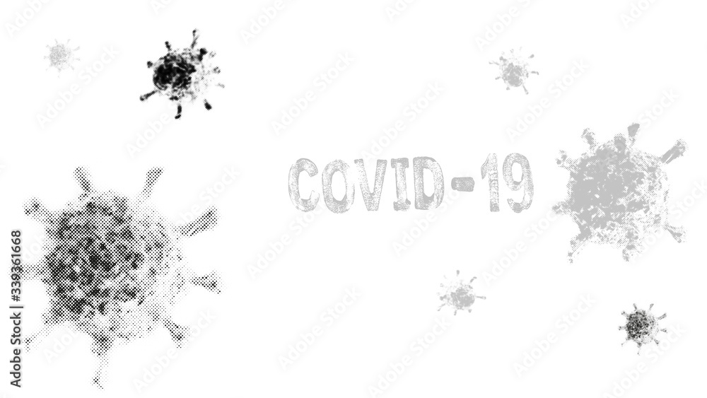 Concept of coronavirus microorganism. Word of coronavirus covid-19 theme. Vector with grunge and halftone effect, EPS10