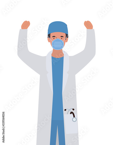Man doctor with mask against 2019 ncov virus vector design