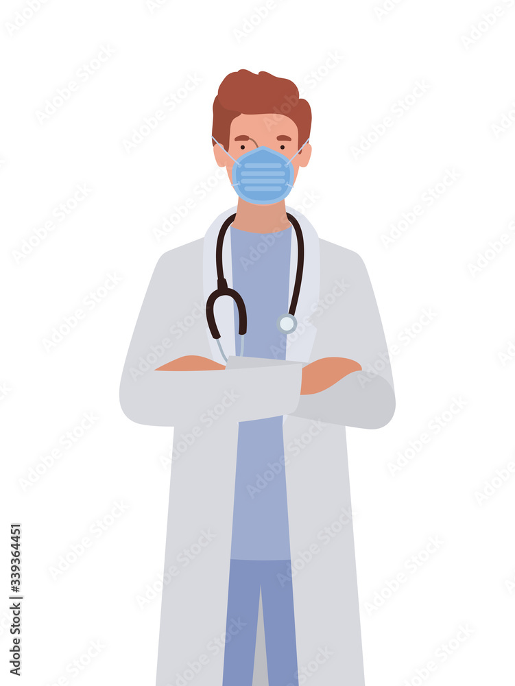 Man doctor with mask against 2019 ncov virus vector design Man doctor with mask against 2019 ncov virus vector design