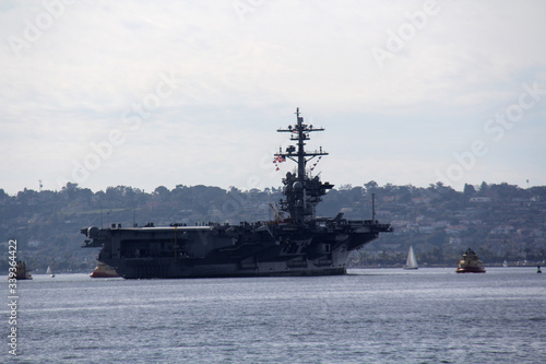 military ship in bay