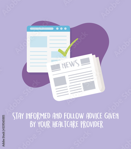 covid 19 pandemic prevention, protection stay informed and follow advice given by your healthcare provider