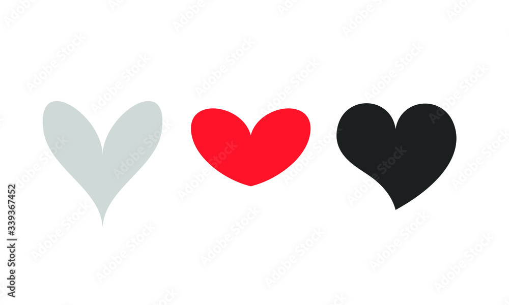Set of icons heart, 
concept of love, ,Vector,White background